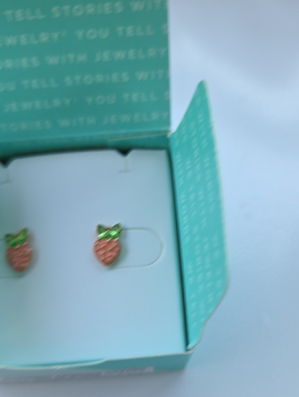 Origami Owl Pink and Green Strawberry Stud Earrings - ER3151